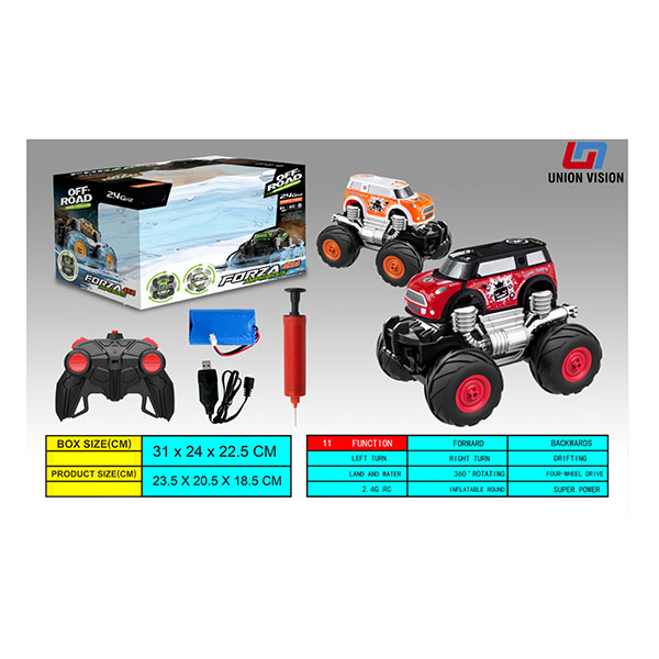 Mini doodle, 2.4g remote control, four-wheel drive, amphibious, inflatable wheel skin