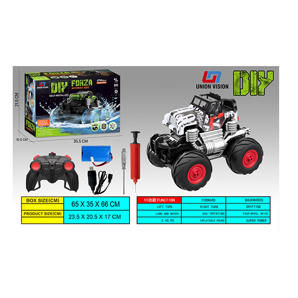 DIY Wrangler graffiti, 2.4g remote control, four-wheel drive, amphibious, inflatable wheel skin