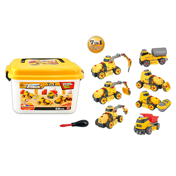 Sliding function DIY self-assembling building blocks engineering construction set 7 in 1