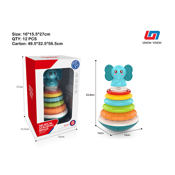 Elephant Rainbow Ring Jenga (Light Music)