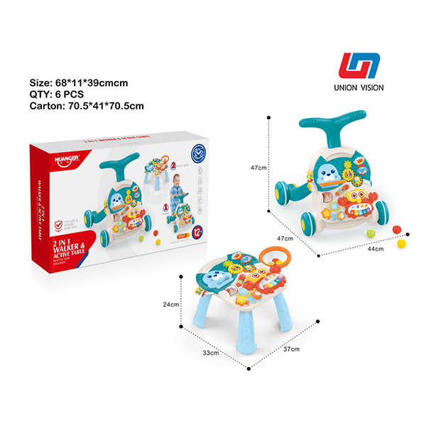 Two-in-one walker + Learning table (for boys)