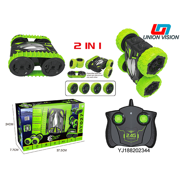 Double roll stunt vehicle (2 in 1) track + wheel