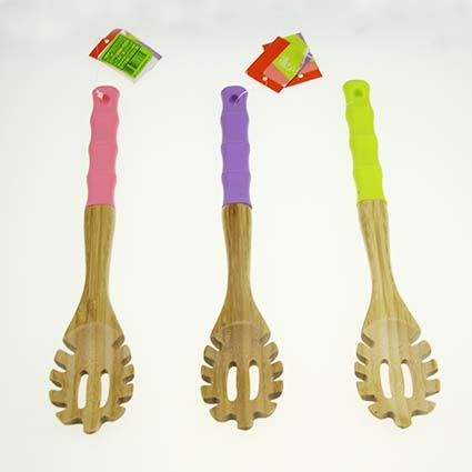 2.2" Bamboo Leak SpatulasTeeth Shape with Silica gel  Handle