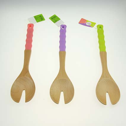 12.6" Wooden Leak Spoon with Smooth Pinkl Handle