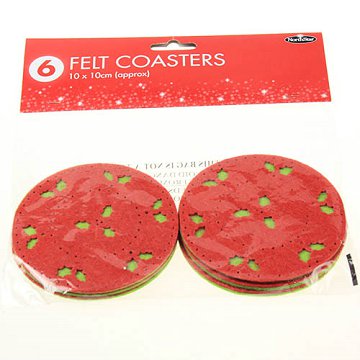 6PC Christmas Felt Coasters