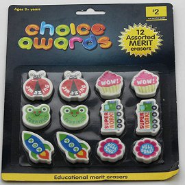 Assorted Merit Erasers Set